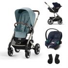 Cybex Kinderwagen Talos S Lux Taupe Sky Blue Mid Blue Met Cybex Autostoel Aton S2