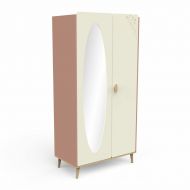 Suzie Kast 2 Deuren + Spiegel Eik/Abricot/Beige