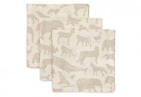 Jollein Hydrofiel Monddoekje 31x31cm Animals Nougat (3pack)