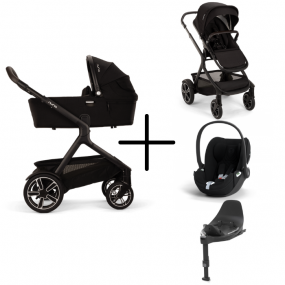 Nuna Kinderwagen 3 in 1 DEMI™ next Caviar + Autostoel Cloud T I Size + Cybex Draaibare Base T