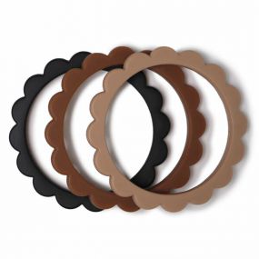 Mushie Bijtring Armbanden 3 Stuks Black/Natural/Caramel