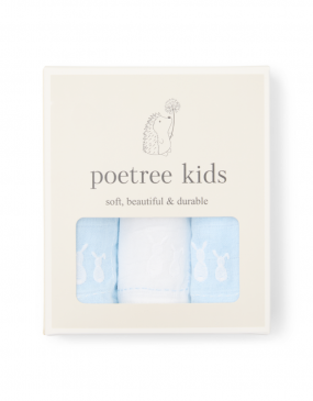 Poetree Kids Tetra Hydrofiele Doekjes Licht Blauw & Wit 60x60cm