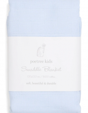 Poetree Kids Swaddle Doek Licht Blauw 120x120cm