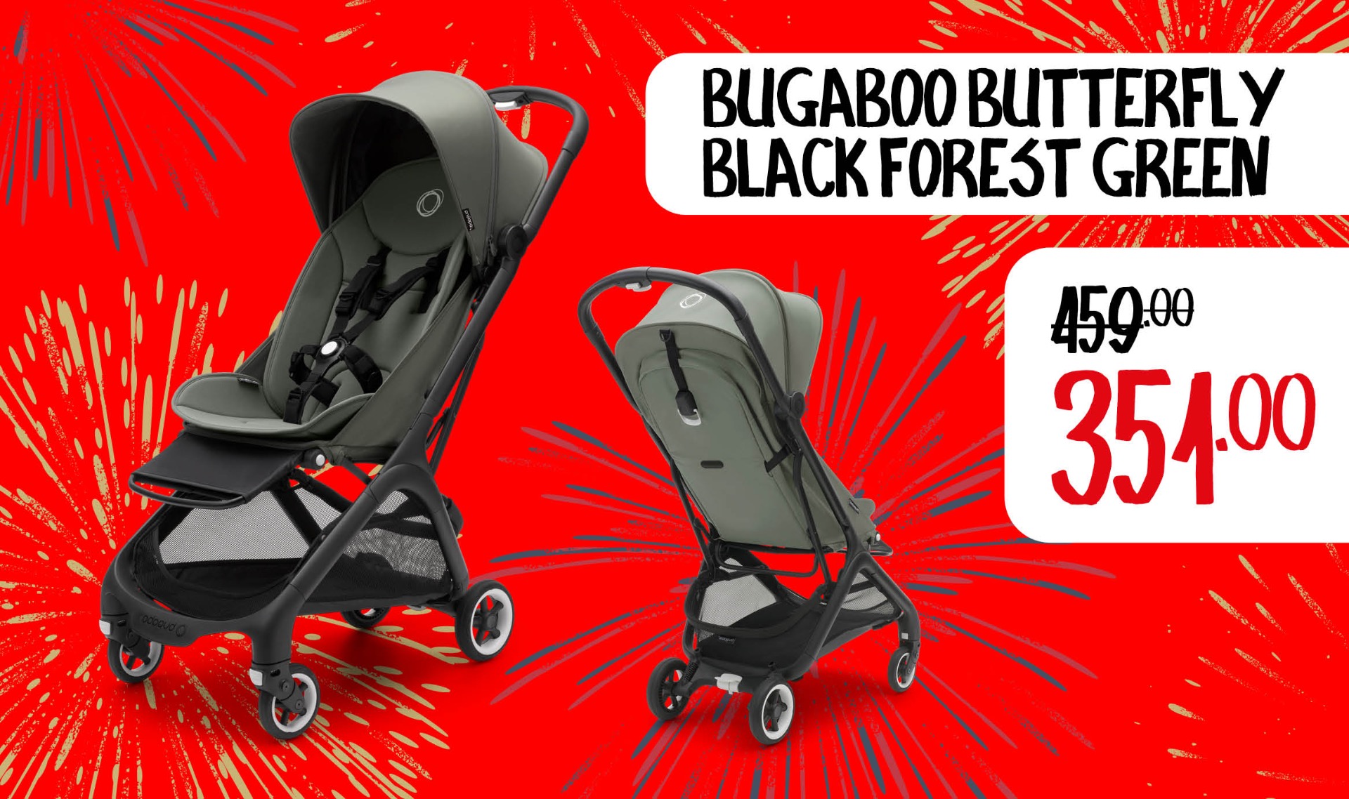 Bugaboo Buggy Butterfly Black Forrest Green | Baby & Tiener Megastore